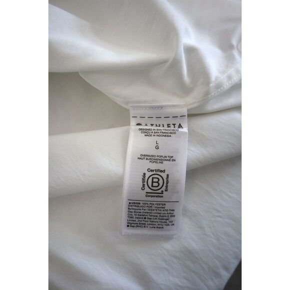 Athleta 882549-01 Women's Sz L White Oversized L/S Button-Up Poplin Top Blouse - Picture 11 of 13